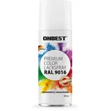 Onbest Premium Lackspray Sprühfarbe – wasserfest – Sprühlack Farbe zum Lackieren, Dekorieren & Reparieren von Oberflächen wie Metall, Holz, Kunststoff, Pappe, Stein (RAL 9016 Verkehrsweiß Glänzend)