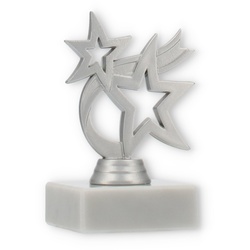Pokal Kunststofffigur Stern Neptun silbermetallic auf weißem Marmorsockel 11,8cm