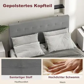 Homcom Kopfteil 3-fach höhenverstellbar Bettkopfteil mit Metallbeinen Samtoptik | Grau