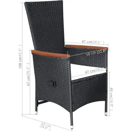 vidaXL Polyrattan Garten-Essgruppe 7-tlg. 3070766
