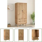 Decdeal - The Living Store Kleiderschrank otta 76,5x53x172 cm Massivholz Kiefer - Holzschränke - Kleiderschrank - Kiefernholzmöbel - Wohnzimmermöbel