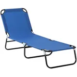 Outsunny Sonnenliege, Gartenliege mit verstellbarer Rückenlehne, Liegestuhl, Relaxliege, Campingliege für Garten, Balkon, Stahl, Blau, 188 x 56 x 28cm