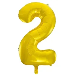 Folienballon Zahl 2 gold