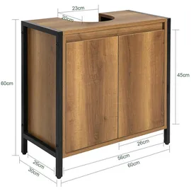 SoBuy Waschbeckenunterschrank Badschrank Waschtisch Unterschrank Badmöbel Vintage bht ca: 60x60x30cm