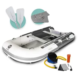 Bronzania Schlauchboot Aufblasbares Schlauchboot 330 cm grau-dunkelgrau Aluminiumboden, Reparaturkit