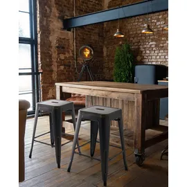 Beliani Barhocker 2er Set Schwarz/Gold Metall 60 cm Industriell