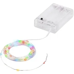 LED Micro-Lichterkette mit Batteriekasten und Timer, bunt, 20 LEDs