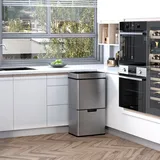 Homcom Mülleimer mit Sensor Mülltrennsystem Edelstahl Silber, 42x30x81 cm Aosom