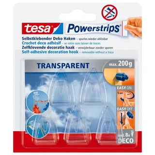 Tesa Powerstrips TRANSPARENT Klebehaken für max. 200,0 g 2,0 x 3,5 cm, 5 St.