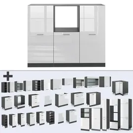 Vicco Küchenblock Weiß Hochglanz/Anthrazit 180 cm ohne Arbeitsplatte