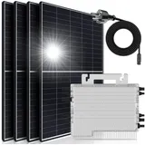 SUNNIVA Solaranlage 2200/2000W Balkonkraftwerk, 2000 W, Monokristallin, (DEYE 2000W Micro-Wechselrichter Wifi Upgradebar Drosselbar, 4x 550W Solarmodule, Solaranlage mit 5m Anschlusskabel, Solarkabel, Photovoltaikanlage), Balkon Mini-PV Anlage genehmigungsfrei Inverter, Solarpanel Solarmodul schwarz