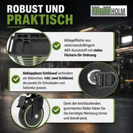 Trutzholm Werkstattwagen Chrom 7 Schubladen grün bestückt