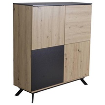 P & B Highboard, Braun, Holzwerkstoff, 4 Fächer, 110x125x40 cm, stehend, Wohnzimmer, Kommoden & Sideboards, Highboards