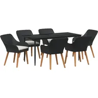 vidaXL 7-teiliges Garten-Essset Schwarz Poly-Rattan