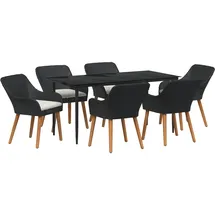 vidaXL 7-teiliges Garten-Essset Schwarz Poly-Rattan