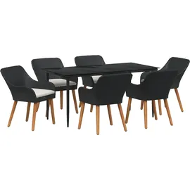 vidaXL 7-teiliges Garten-Essset Schwarz Poly-Rattan