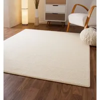 Steffensmeier Designer Teppich Modern Berber Sydney in Weiß, Wollsiegel Qualität, Größe: 200x200 cm
