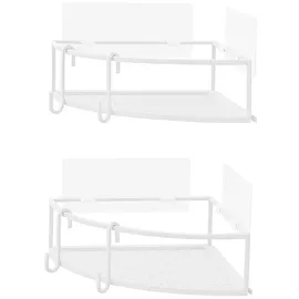 Umbra Cubiko Eckregale, Duschablage ohne Bohren mit Haken, Weiss, 2er-Set