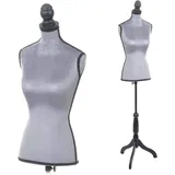 Schneiderpuppe T220, Schaufensterpuppe Torso weiblich, Schaumstoff - Samt grau