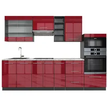 Vicco Küchenzeile Fame-Line 280 cm Bordeaux Hochglanz/Anthrazit