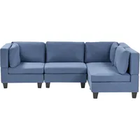 Modul Ecksofa UNSTAD Stoff Blau 4-Sitzer linksseitig