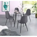 INOSIGN Essgruppe »Danny-Miller«, (Set, 5 tlg., Set 100 cm), Glastisch 100x100 cm mit 4 Stühlen in Cord, Gestell aus Metall,