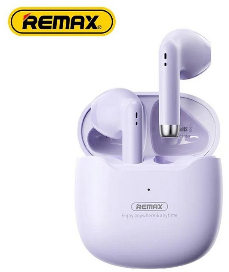 Remax TWS-19 5.3 Kopfhörer mit Ladecase für Smartphone (Schwarz) Bluetooth-Kopfhörer (Bluetooth, Touch Control, Wireless, TWS, Bluetooth, Stereo, 5h Musik, For Video Game und Sport) lila