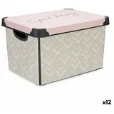 Kipit Aufbewahrungsbox de mit Deckel vibrierende Pfeile rosa Kunststoff 17 l 28 x 22 x 37 cm (12 Stück)