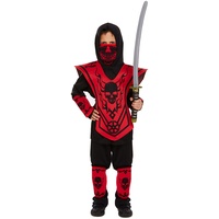 Henbrandt Kinder Jungen Schwarz & Rotes Ninja Krieger Kostüm Buch Tag Kostüm Verkleidung Größe M 7-9 Jahre