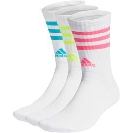 adidas adidas, 3-Stripes Cushioned Sportswear, Socken (3 Paare), Weiß/Lucid Cyan/Lucid Lemon/Lucid Pink, Xl, Unisex-Adult