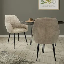 ECD Germany 2er Esszimmerstühle Wohnzimmerstühle Design Esszimmerstuhl Kunstleder Set Olive