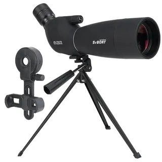 Svbony SV28PLUS Spektiv mit Stativ Telefonadapter, 25-75x70mm Reichweite, mit A5 Claret Red FMC BAK4 IP65 Wasserdicht Spotter Zielfernrohr für Erwachsene Zielschießen Bogenschießen Vogelbeobachtung