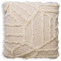 Casa Padrino Luxus Kissen Elfenbein 60 x 60 cm - Handgewebtes Deko Woll Kissen - Quadratisches Zierkissen - Wohnzimmer Dekoration - Luxus Deko Accessoires - Luxus Qualität