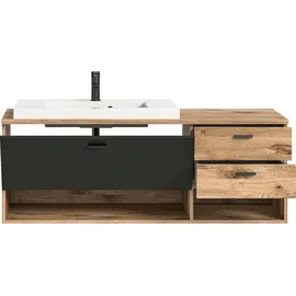 WELLTIME Waschbeckenunterschrank Dolo 2 Schubkästen 138 x 51 x 48 cm Grau
