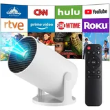 Mini Beamer 4K Projektor tragbar mit Android 14 & WiFi 6 für Heimkino Camping