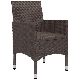 vidaXL 3-tlg. Bistro-Set Poly Rattan und Hartglas Braun