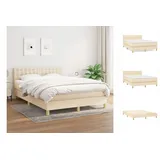 vidaXL Boxspringbett mit Matratze Creme 140x200 cm Stoff