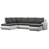 Mebligo - Ecksofa mit Schlaffunktion und 3 Bettkasten FORESTA 300x89x200 (BxHxT) Dunkelgrau + Grau - Ottomane Links Eckcouch, Couch U Form, Sofa Wohnzimmer, Sofas & Couches, Eckschlafsofa