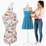 Schneiderpuppe Damenbüste für Schneiderpuppen Kleidung Tailleur Torso Damen Höhe verstellbar für Vitrinen mit Stativ Holzstruktur 42 x 170 cm (Colour Paris)