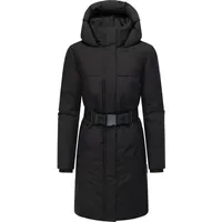 Navahoo Wintermantel Gipfelspass XIV Warmer Winterparka mit Taillengürtel schwarz S (36)