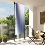 Myheimly Außenrollo Handkurbel-System Balkonrollo Senkrechtmarkise Sichtschutz Beschattung Sonnenschutz Außen Rollo Balkon Blau und Weiß 100x270 cm Stoff und Stahl