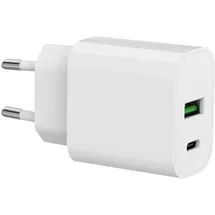 SPC 20W Fast Charger - 20W USB-C + USB-A Wandladegerät | Power Delivery | Schnelles und sicheres Laden für Handys, Tablets und Zubehör | Kompatibel mit iPhone, Samsung, SPC, Xiaomi und mehr – Weiß