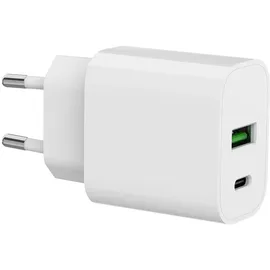 SPC 20W Fast Charger - 20W USB-C + USB-A Wandladegerät | Power Delivery | Schnelles und sicheres Laden für Handys, Tablets und Zubehör | Kompatibel mit iPhone, Samsung, SPC, Xiaomi und mehr – Weiß