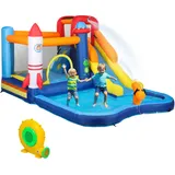 5-in-1 Aufblasbare Burg – Planschbecken, Rutsche, Wasserkanone – 550-w-pumpe – Tragetasche