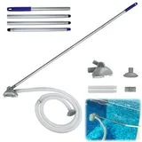 Pool Bodenreiniger, 3.1m Poolsauger mit Teleskopstange mit Bürste, Umlaufwasserauslass nutzender Pool Bodensauger, 0-60Grad Einstellbarer Pool Staubsauger, für Pools (A)