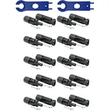 SOLARTRONICS 10 Paar Solarstecker , Männlich/Weiblich Solarpanel Kabelstecker, IP67 Wasserdicht, PV Stecker kompatibel mit MC4, Steckverbinder für 4mm2 - 6mm2 Solarkabel mit Solar-Spannschlüssel