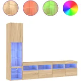 vidaXL 4-tlg. Wohnwand mit LED-Beleuchtung Sonoma-Eiche Holzwerkstoff