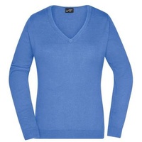 Ladies' V-Neck Pullover Klassischer Baumwoll-Pullover blau, Gr. XL