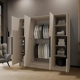 WFL GROUP Drehtürenschrank Mono Bis 200 x 200 x 51 cm Beige