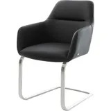 DeLife Freischwinger Pejo-Flex Echt-Leder Schwarz Freischwinger flach Edelstahl Taschenfederkern